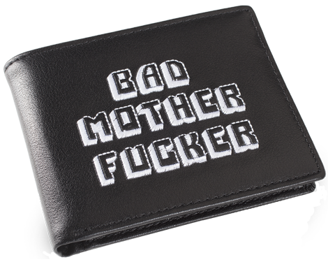 Black/White Embroidered Bad Mother Fucker Leather Wallet