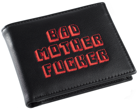 Black/Red Embroidered Bad Mother Fucker Leather Wallet