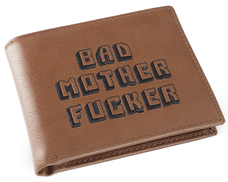 Brown Embroidered Bad Mother Fucker Leather Wallet