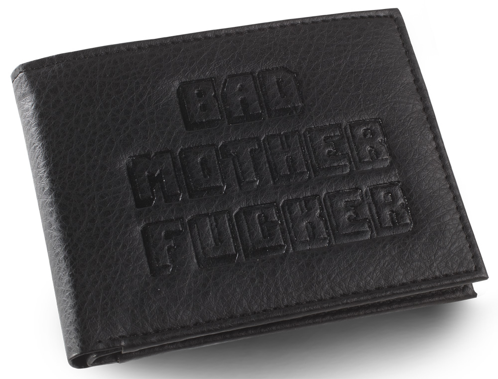 BMF Wallet Blue Embroidery Black Leather