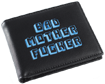 Black/Blue Embroidered Bad Mother Fucker Leather Wallet