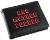 Black/Red Embroidered Bad Mother Fucker Leather Wallet